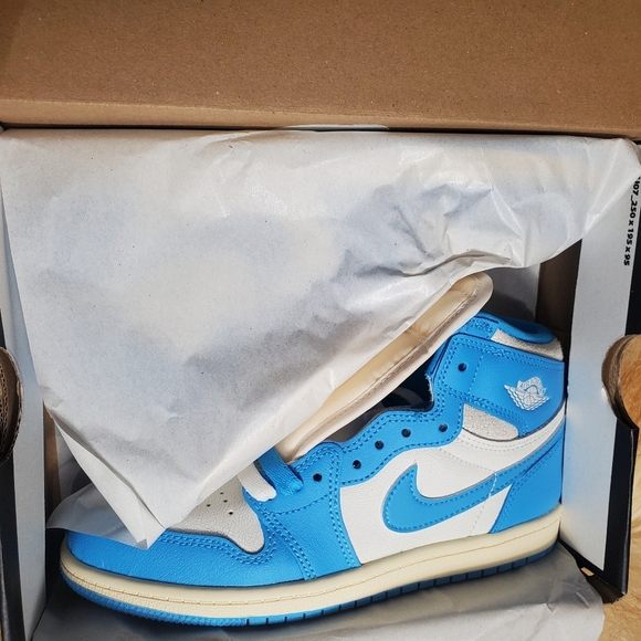 Kids Sz 3Y Air Jordan 1 Retro High OG (PS) Dk Powder Blue - Picture 5 of 11